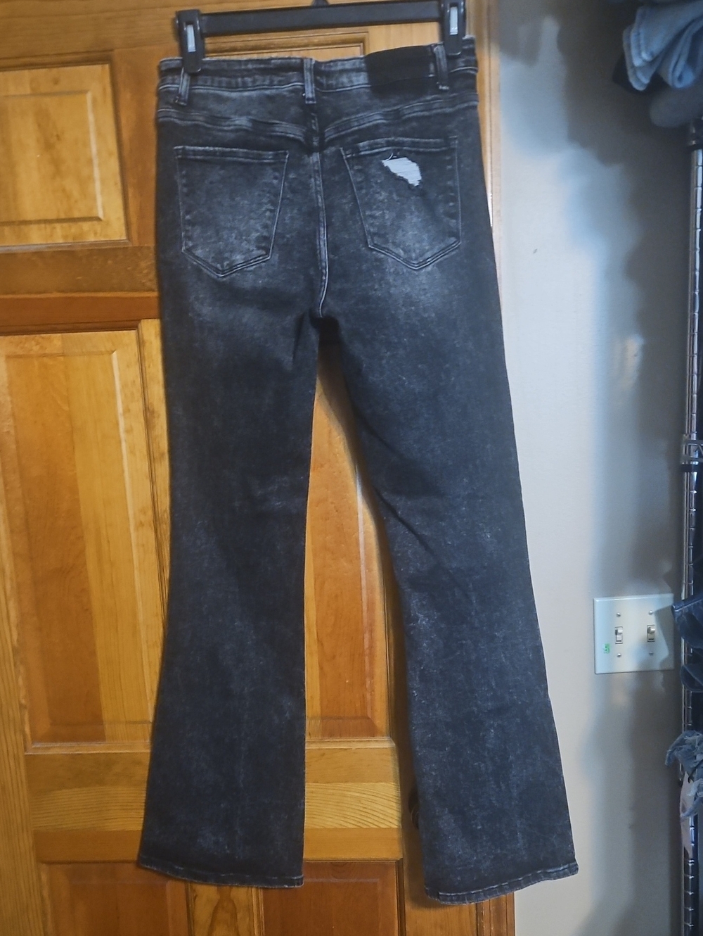 Vervet High-Rise Acid Washed Black Flare Distressed Jeans - Picture 6 of 11